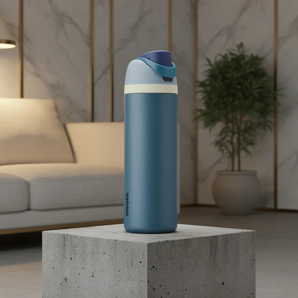 Owala FreeSip insulated stainless steel water bottle with dual-function lid featuring both straw and chug spout